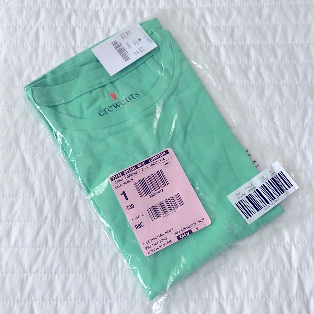 NWT! Crewcuts Long Sleeve Tee with Shirttail Hem - Picture 2 of 2